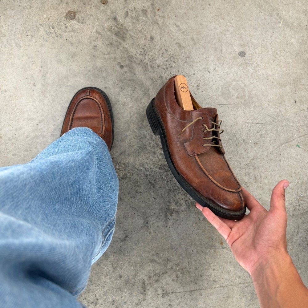Vintage Dockers Mens Brown Leather Apron Toe Lace Up Oxford Dress Shoes 10.5M